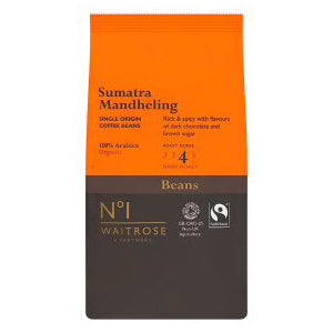 Waitrose Organic Coffee Beans Sumatra Mandheling