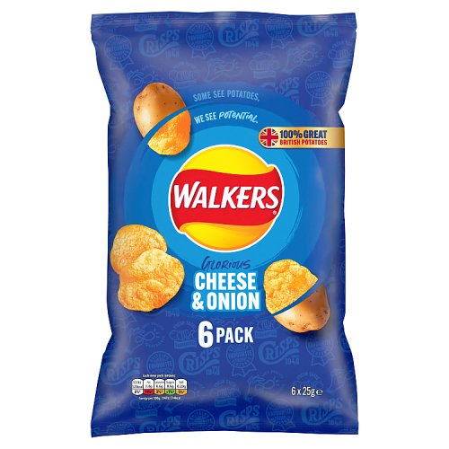 Walkers Cheese and Onion Crisps 6 Pack